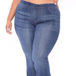 Fashion Nova Flare Jeans - Medium Blue Jeans